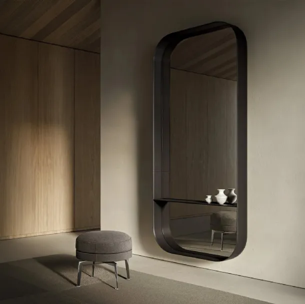 Metal mirror with Soreto leather upholstery by Flexform