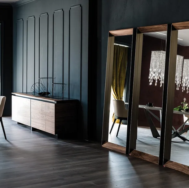 Excalibur Mirror with solid Canaletto Walnut frame by Cattelan Italia