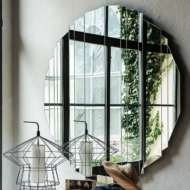 Wall mirror composed of mirrored crystal slats arranged side by side Stripes by Cattelan Italia