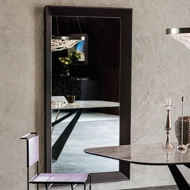 Taxedo Magnum Mirror with faux leather frame by Cattelan Italia