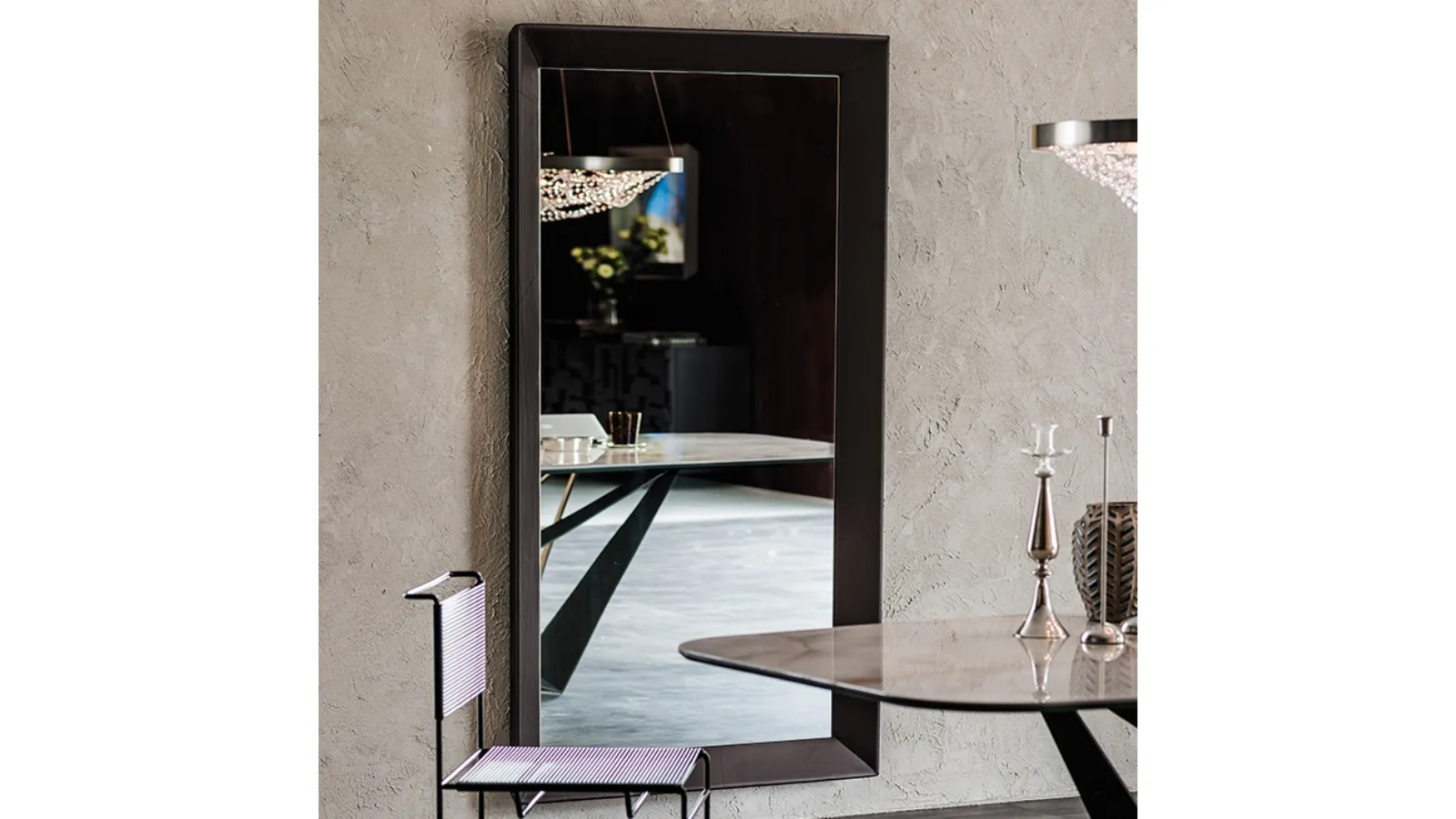 Taxedo Magnum Mirror with faux leather frame by Cattelan Italia