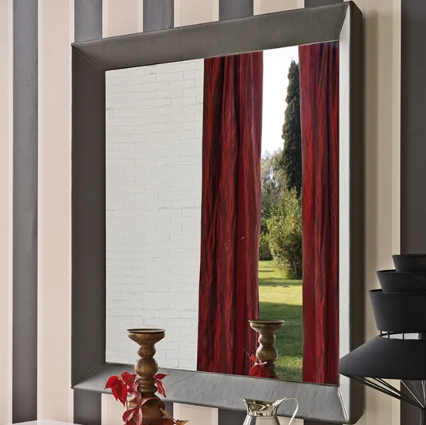 Taxedo Mirror with faux leather frame by Cattelan Italia