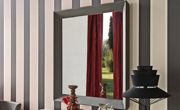 Taxedo Mirror with faux leather frame by Cattelan Italia