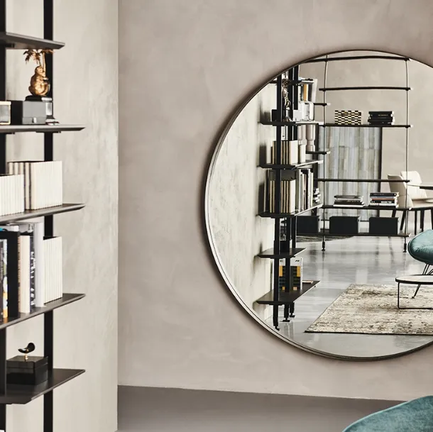 Wish Magnum wall mirror in mirrored glass with embossed painted steel frame by Cattelan Italia