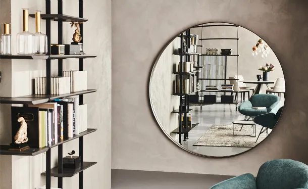Wish Magnum wall mirror in mirrored glass with embossed painted steel frame by Cattelan Italia