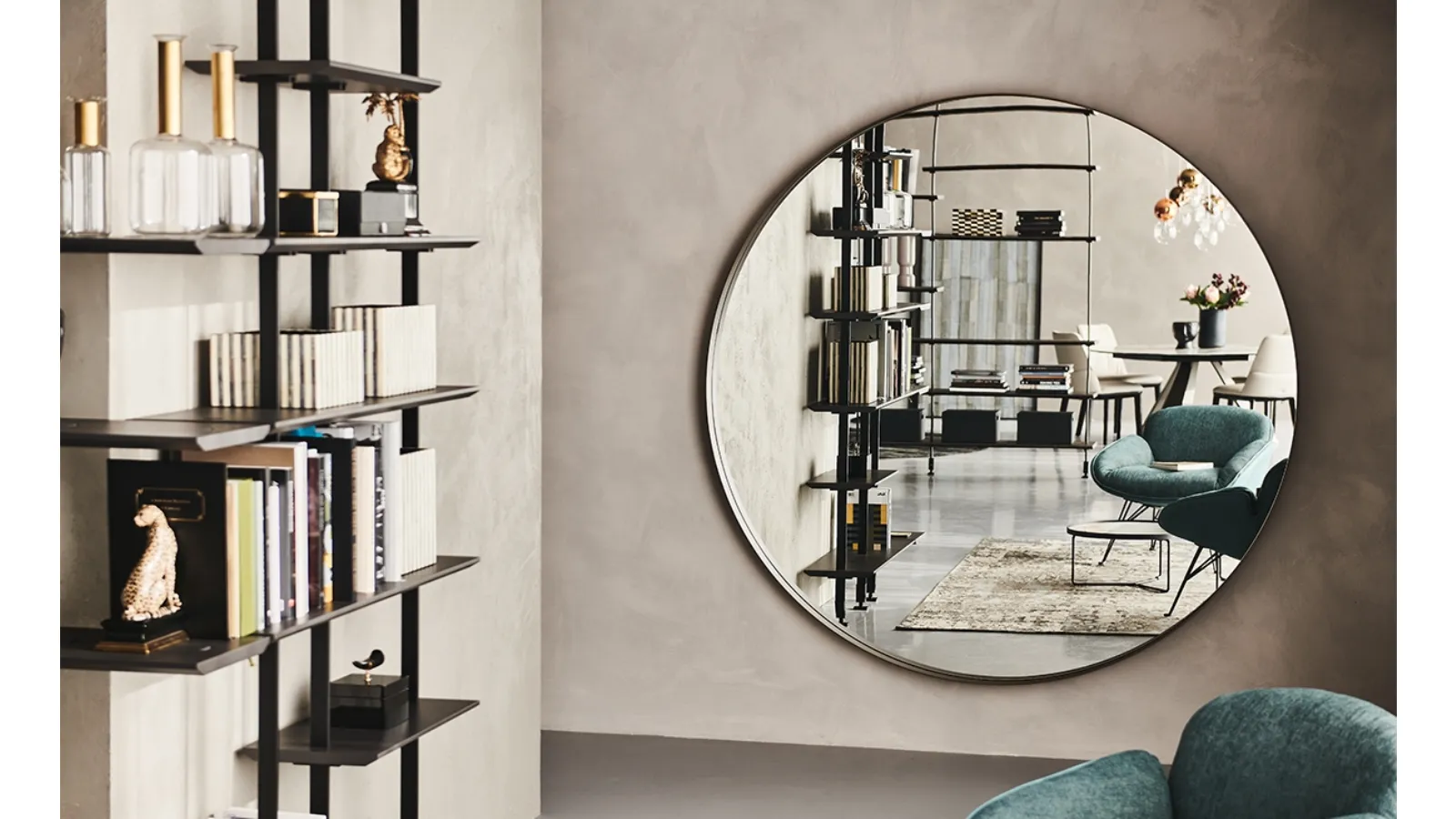 Wish Magnum wall mirror in mirrored glass with embossed painted steel frame by Cattelan Italia