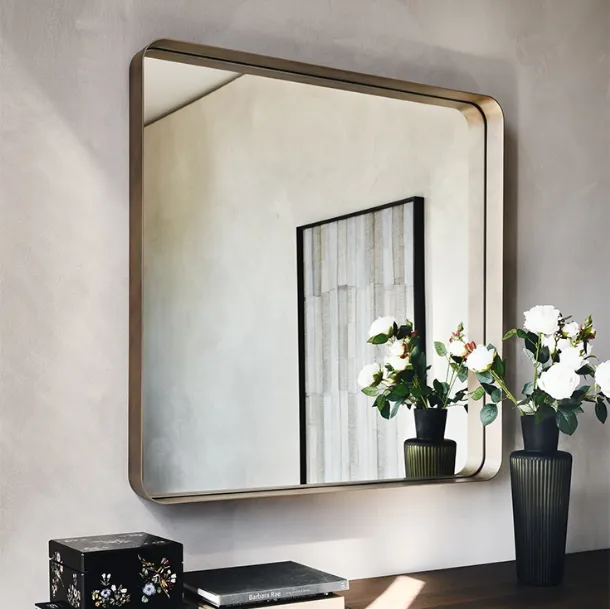 Wish S wall mirror in mirrored glass with embossed painted steel frame by Cattelan Italia