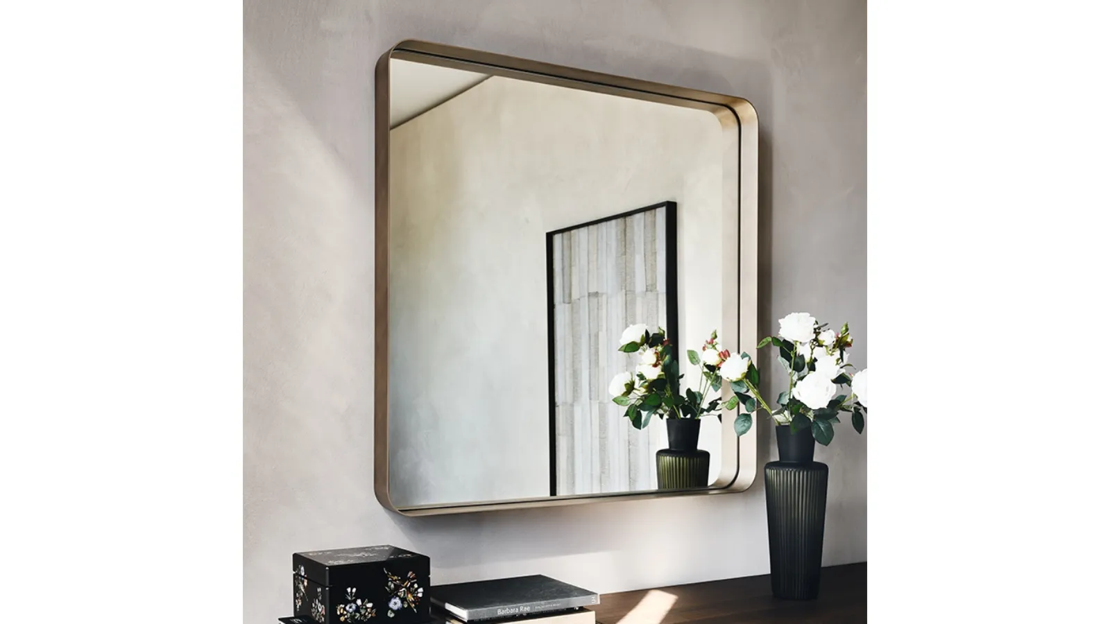 Wish S wall mirror in mirrored glass with embossed painted steel frame by Cattelan Italia