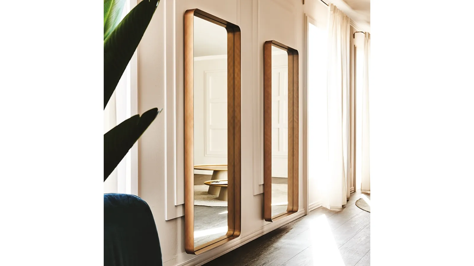 Wish S wall mirror in mirrored glass with embossed painted steel frame by Cattelan Italia