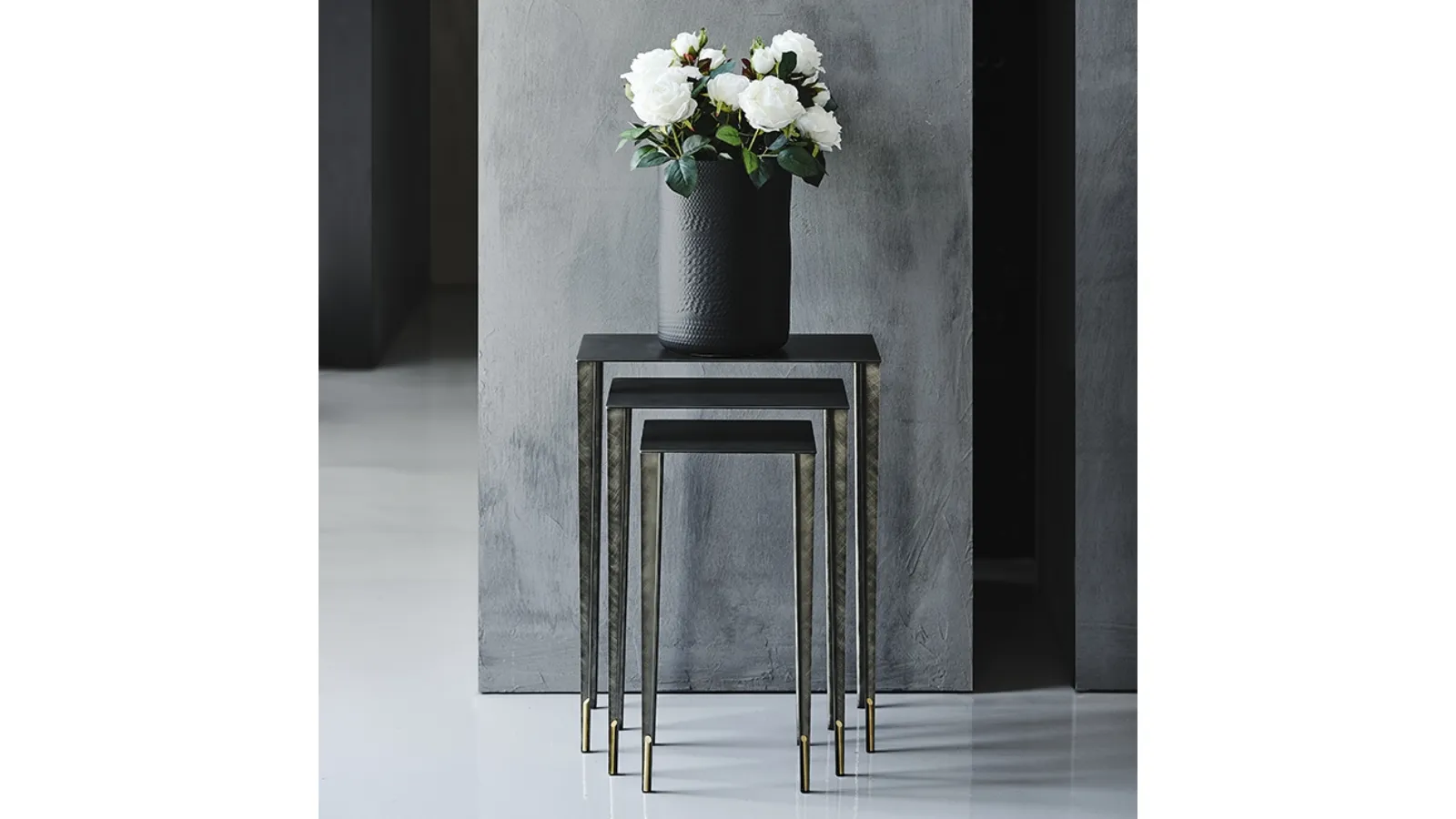 Brushed Grey Coffee Table with Brass Parts Spillo by Cattelan Italia