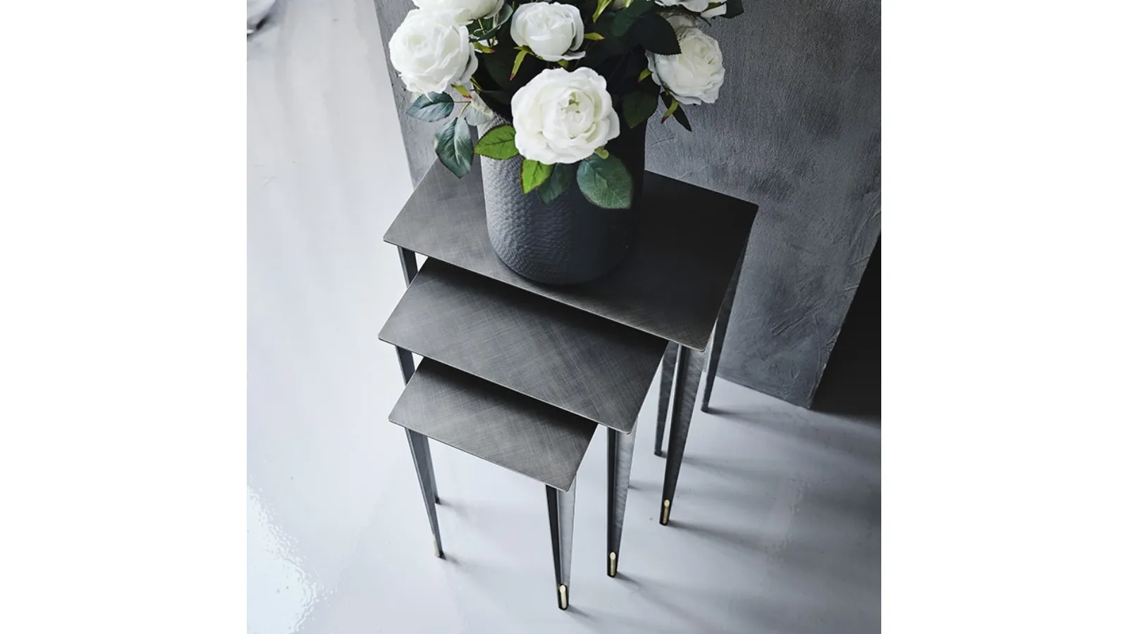 Brushed Grey Side Table with Brass Parts by Cattelan Italia