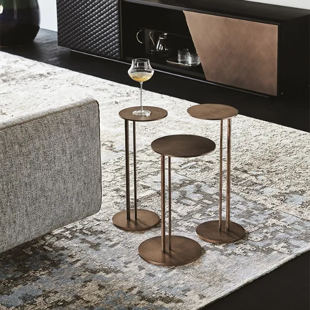 Steel side table with Brushed Bronze Sting Brushed finish by Cattelan Italia