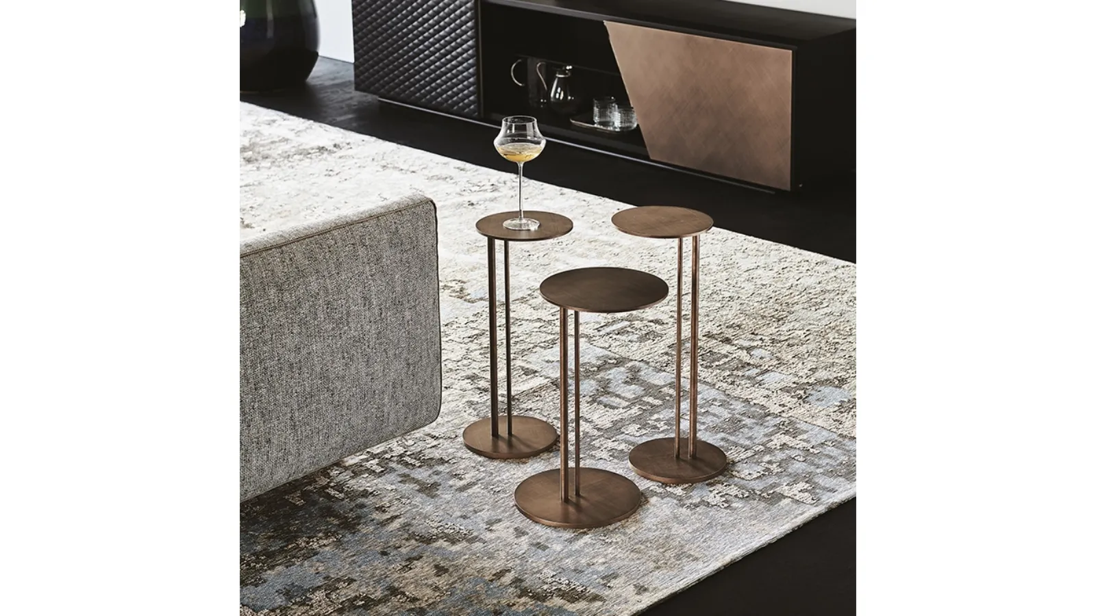 Steel side table with Brushed Bronze Sting Brushed finish by Cattelan Italia