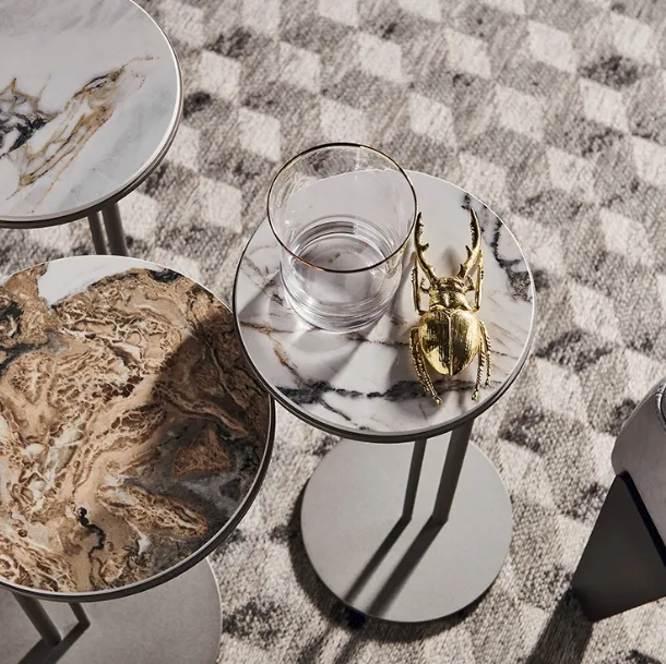 Metal coffee table with ceramic top Sting by Cattelan Italia