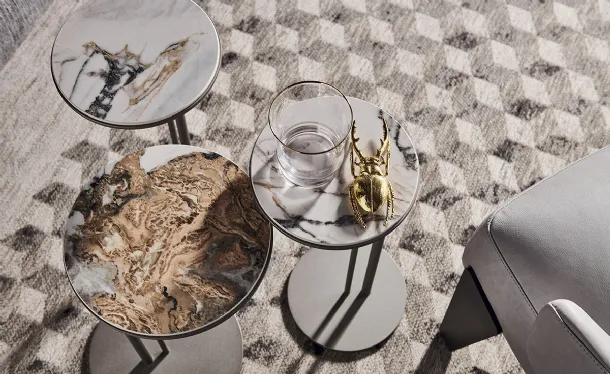Metal coffee table with ceramic top Sting by Cattelan Italia