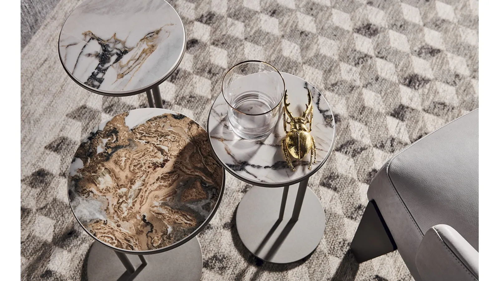 Metal coffee table with ceramic top Sting by Cattelan Italia
