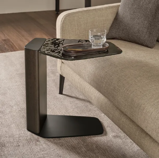 Glass and solid wood coffee table Stone by Fiam