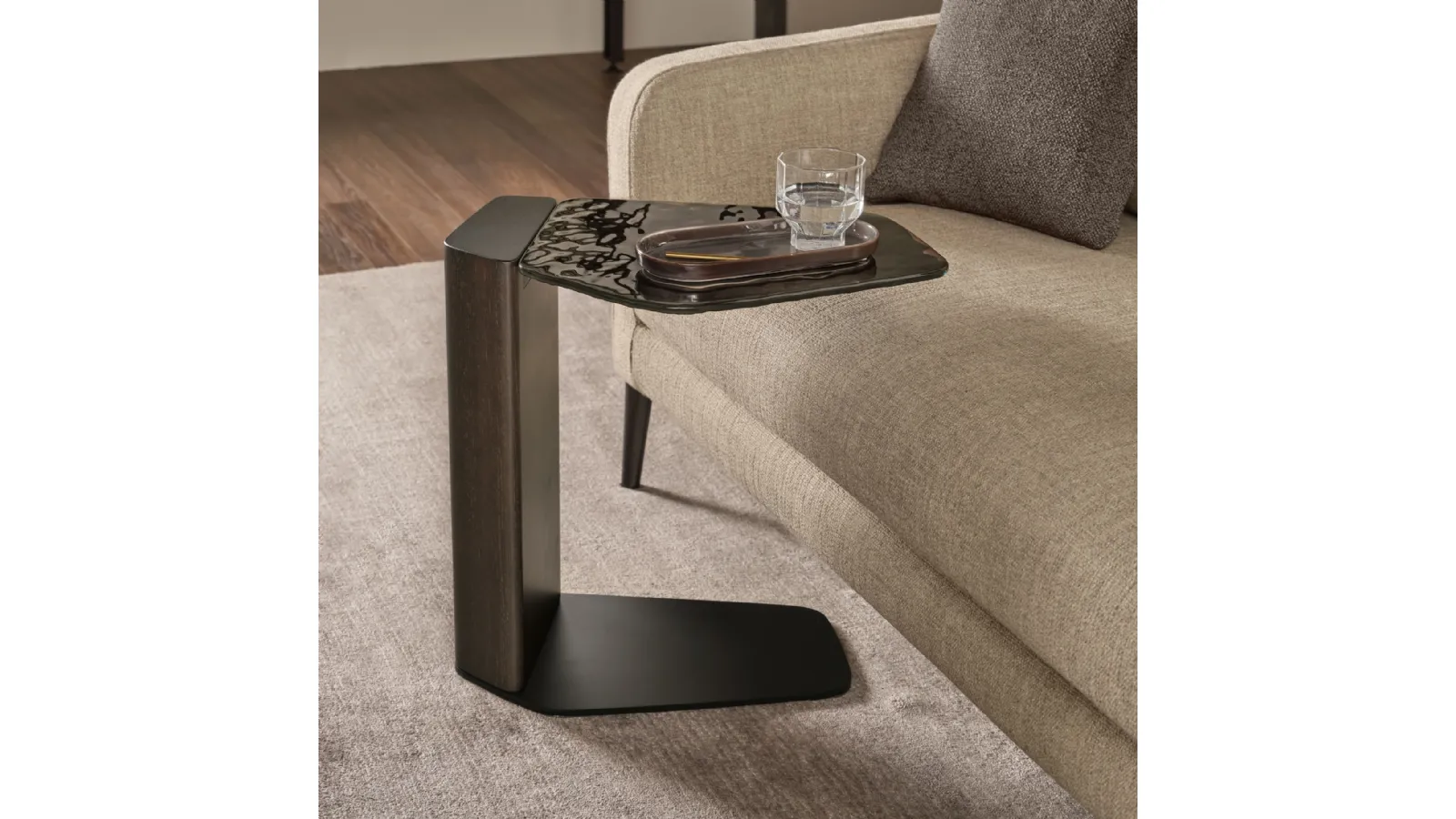 Glass and solid wood coffee table Stone by Fiam
