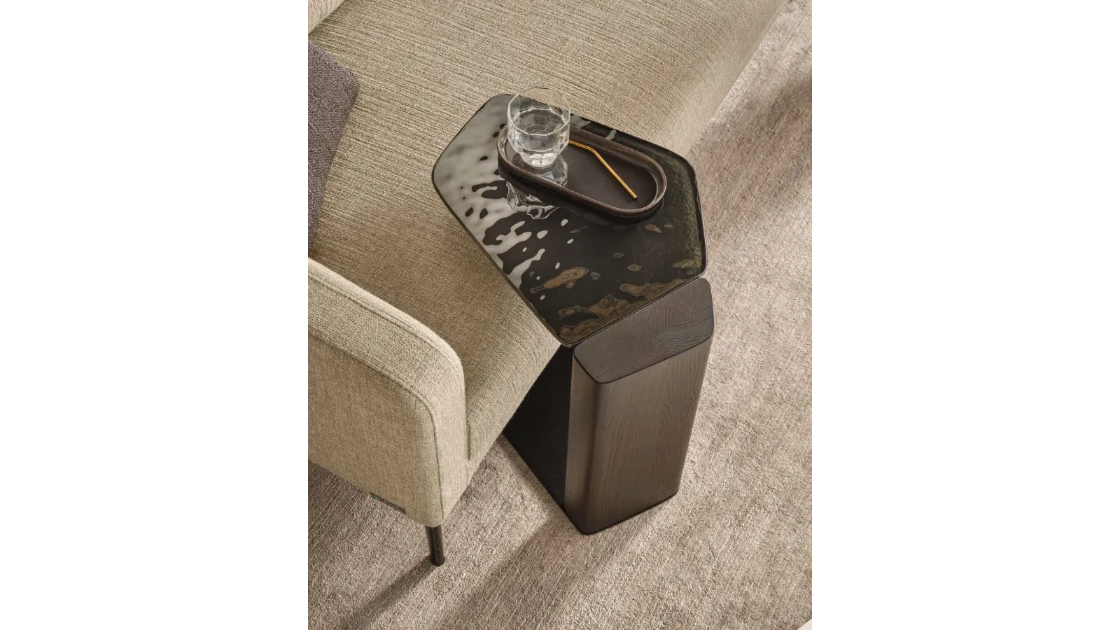 Glass and solid wood coffee table Stone by Fiam