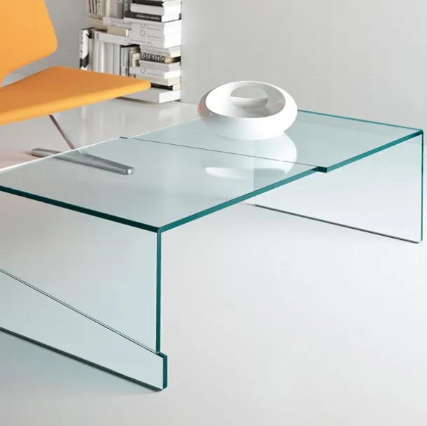 Design side table with cantilevered cut and welded side and support panels Strappo by Tonelli