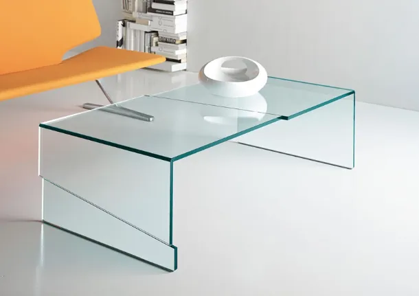 Design side table with cantilevered cut and welded side and support panels Strappo by Tonelli