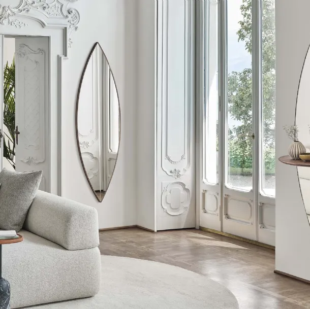 Wall-mounted mirror with a wooden Surf frame by Porada