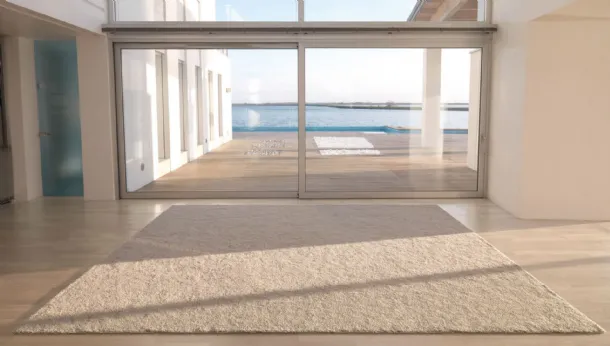 Solid color Baobab wool and linen fabric rug by Desirèe