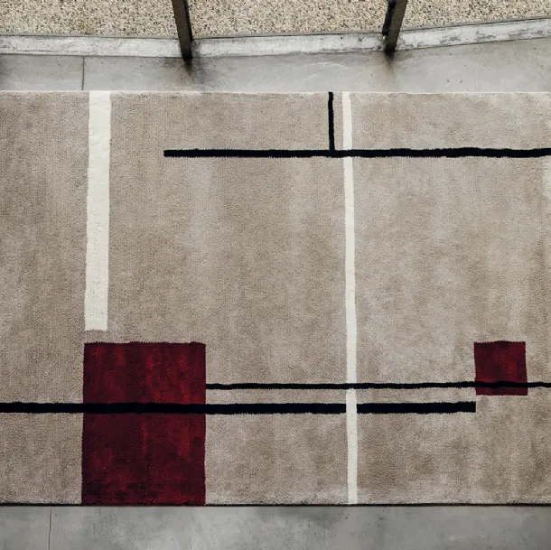 Viscose and wool rug with Syon two-tone velvet weave by Desirèe