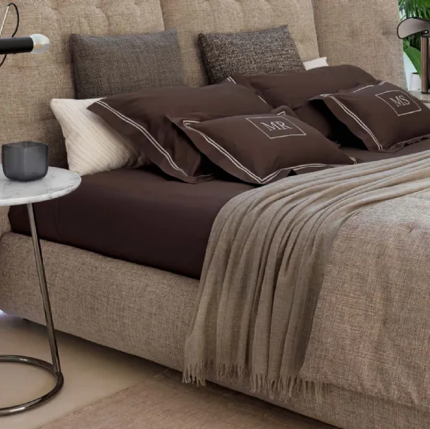 Angle side table with marble top and metal tubular frame by Flou