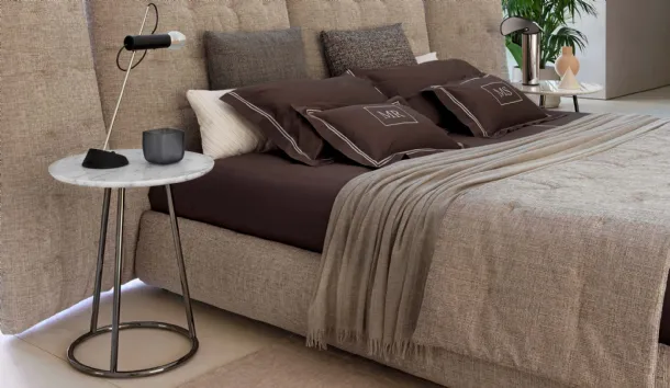 Angle side table with marble top and metal tubular frame by Flou