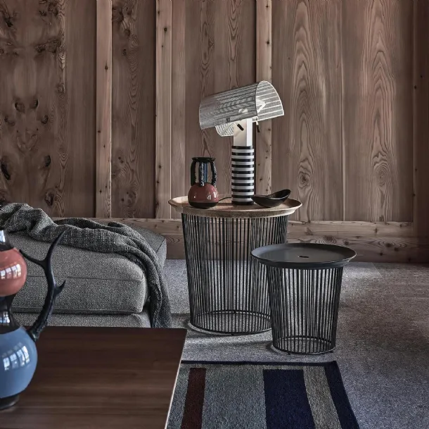 Solid wood or porcelain coffee table with metal base Berry by Flexform