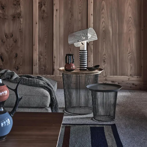 Solid wood or porcelain coffee table with metal base Berry by Flexform