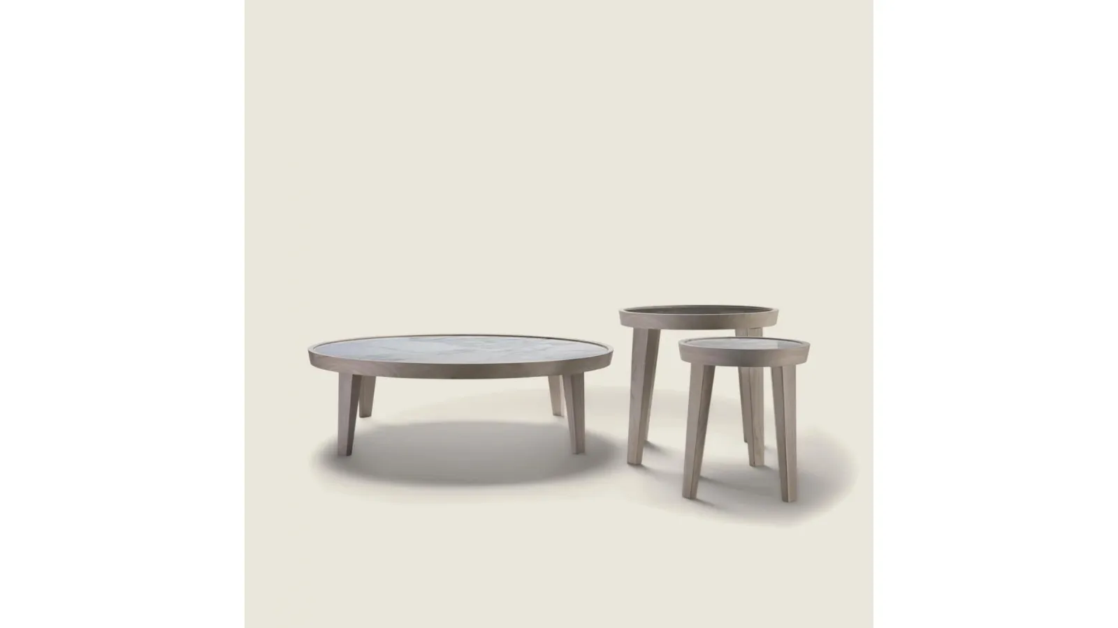 Round Dida coffee table in marble and solid wood by Flexform