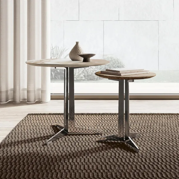 Coffee table with marble top and metal base Fly by Flexform