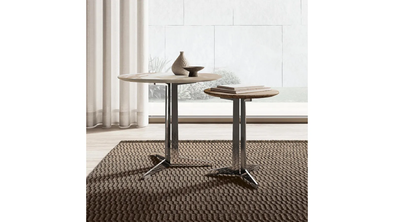 Coffee table with marble top and metal base Fly by Flexform