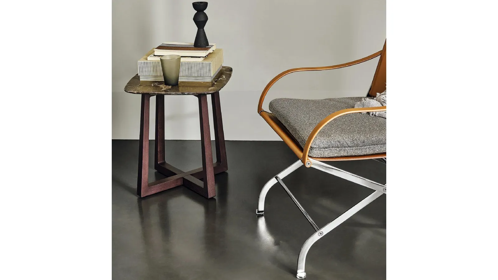 Gipsy coffee table in marble and wood by Flexform