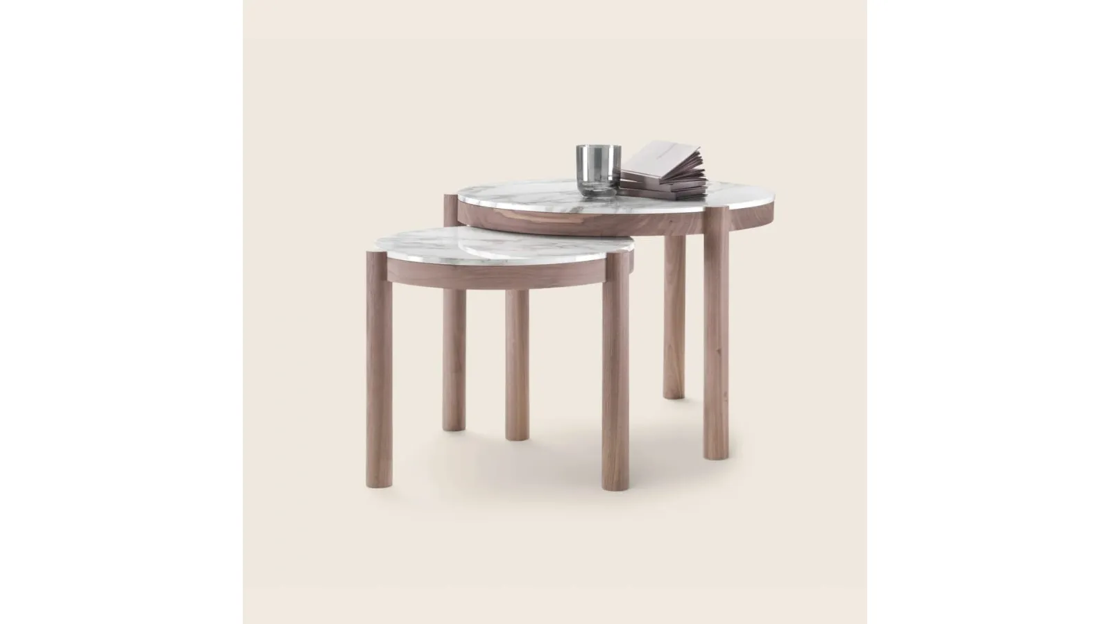 Round marble and solid wood coffee table Gustav by Flexform