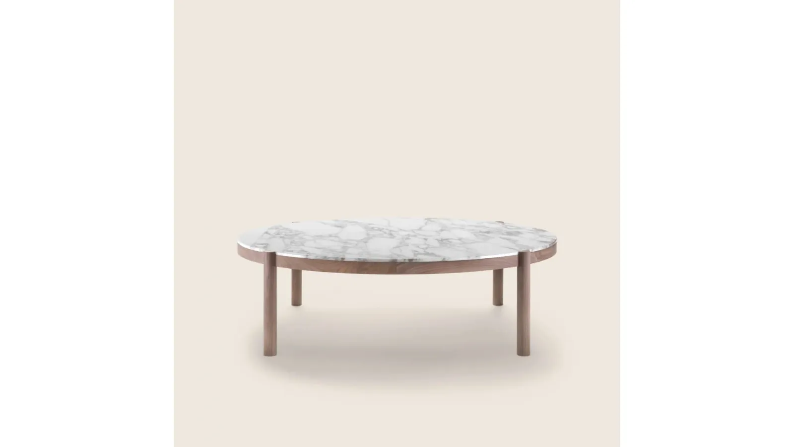 Gustav oval coffee table in marble and solid wood by Flexform