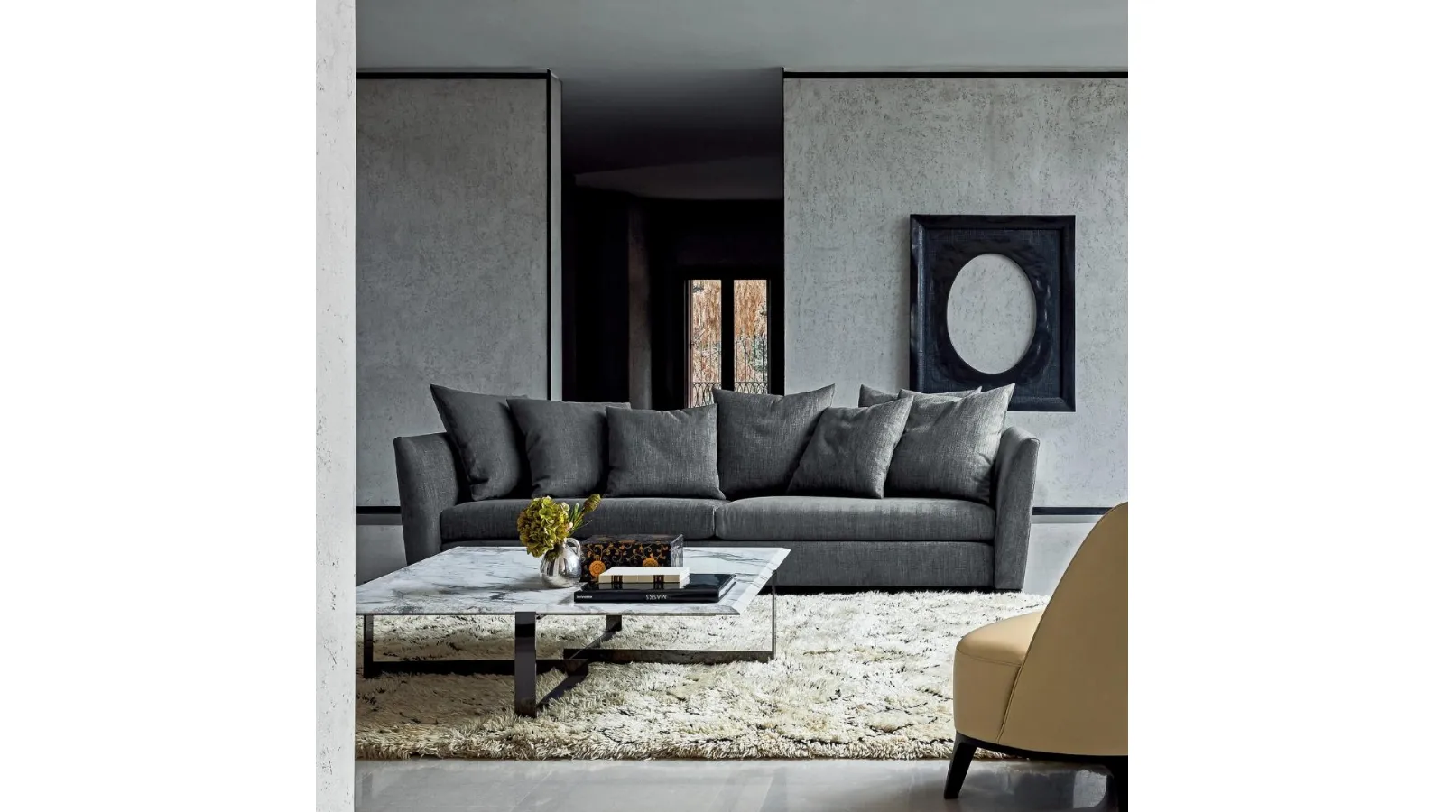 Jacques coffee table in marble with metal base by Flexform