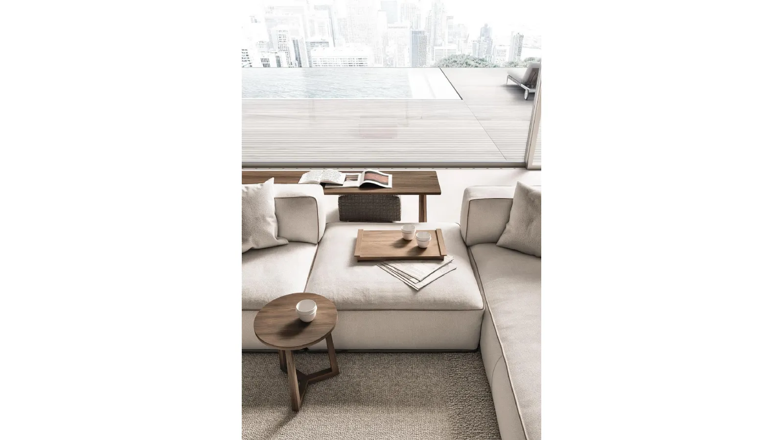 Modern solid wood coffee table Jiff by Flexform