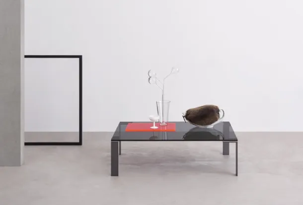 Liko Glass Side Table with Tempered Glass Top and Steel Legs by Desalto