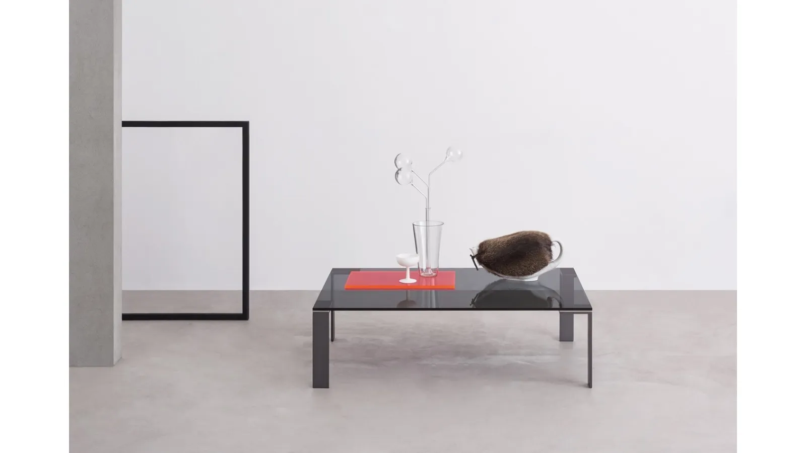 Liko Glass Side Table with Tempered Glass Top and Steel Legs by Desalto