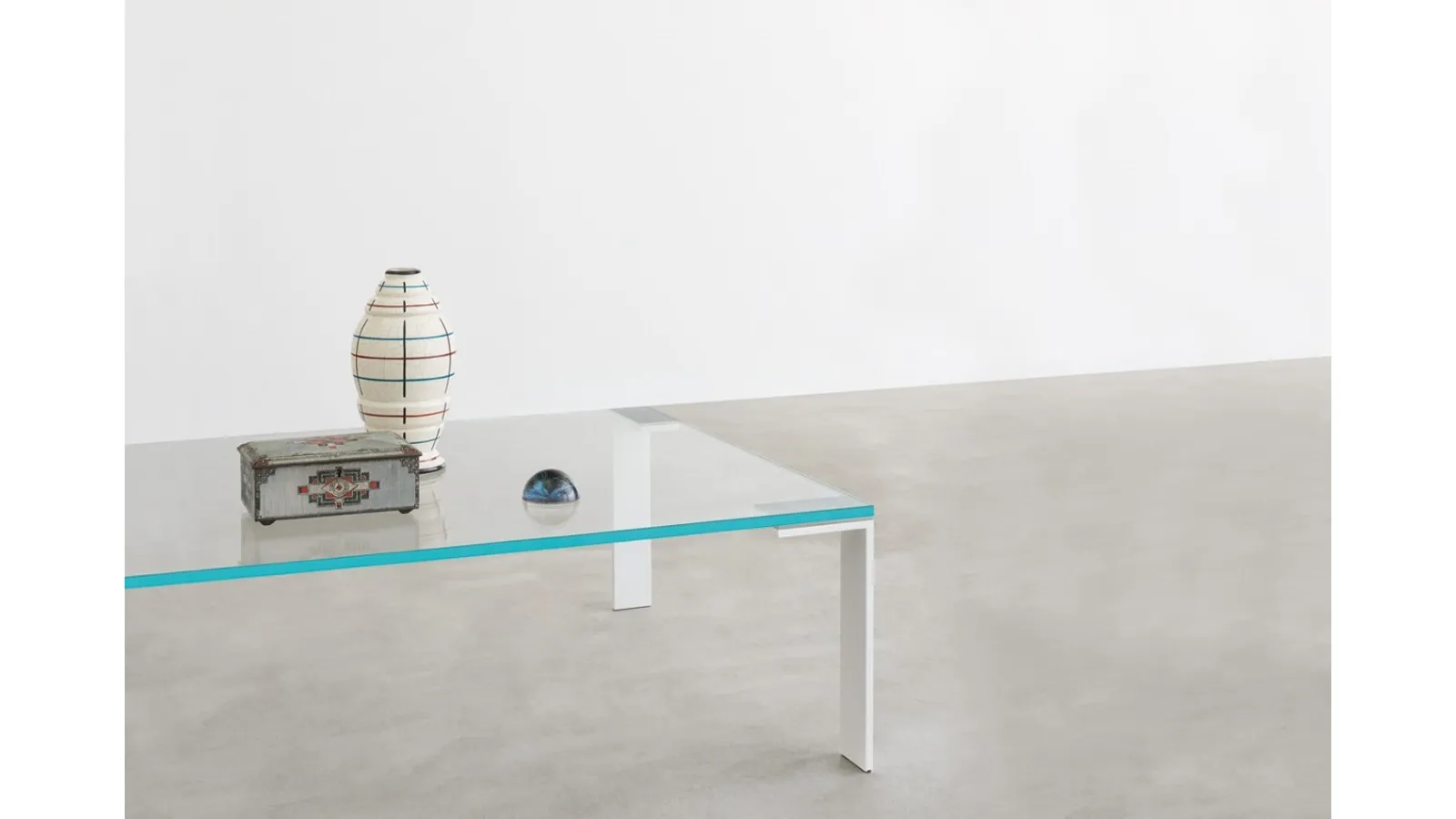 Liko Glass Side Table with Tempered Glass Top and Steel Legs by Desalto