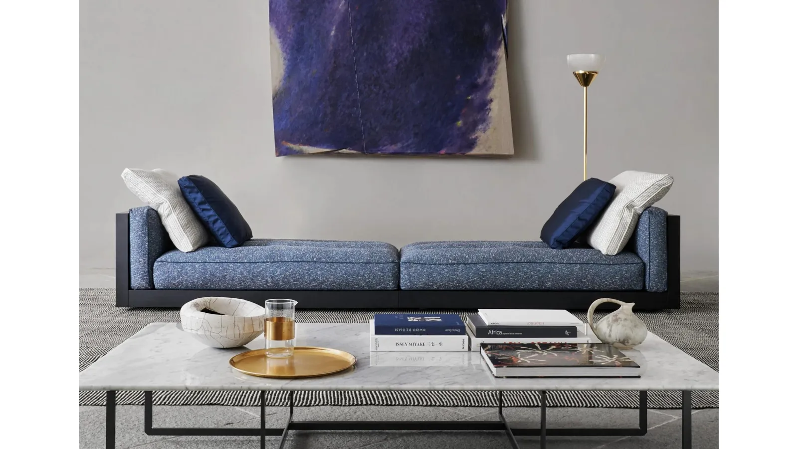 Marmaduke coffee table with marble top and metal base by Flexform