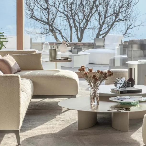 Round Pierre side table in matte lacquered metal by Flou