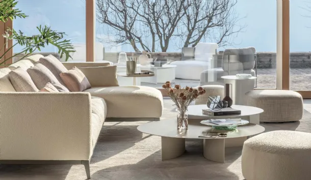 Round Pierre side table in matte lacquered metal by Flou