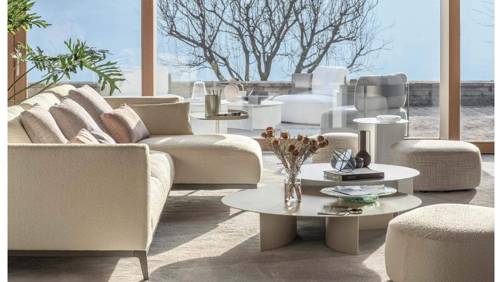 Round Pierre side table in matte lacquered metal by Flou