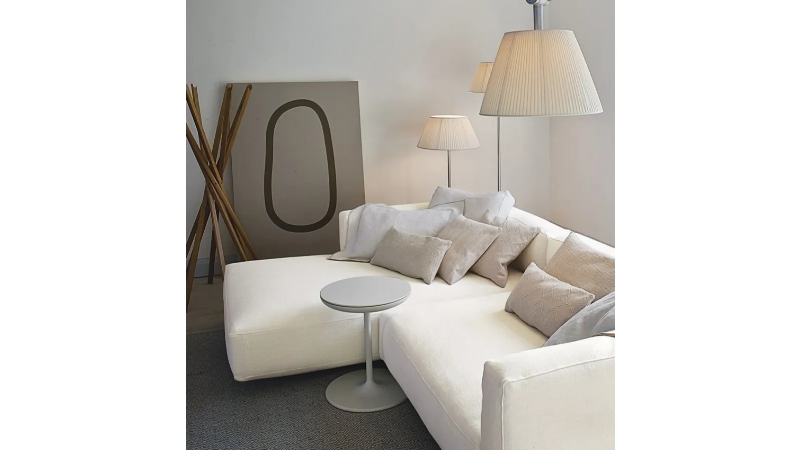 White painted rigid polyurethane storage coffee table Toi by Zanotta