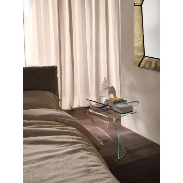 Toki monolithic curved glass coffee table by Fiam