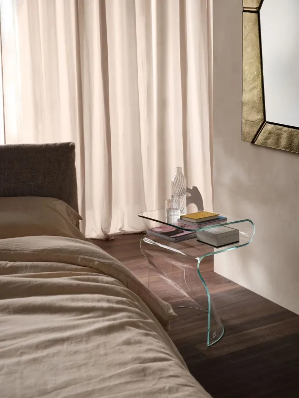 Toki monolithic curved glass coffee table by Fiam